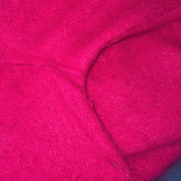 Barbie-core bright pink super soft angora & wool VTG retro v-neck sweater size M - Picture 7 of 8
